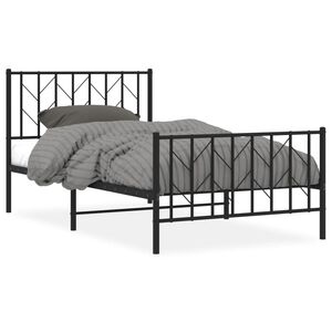 vidaXL Bedframe met hoofd- en voeteneinde metaal zwart 100x190 cm