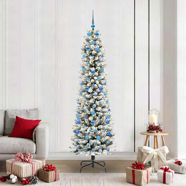 vidaXL Kunstkerstboom met 300 LED Wit 210 cm PVC en Metaal en Plastic