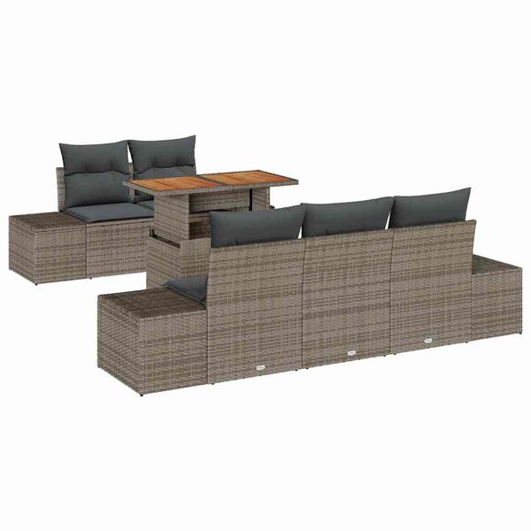 vidaXL Tuin Sofa Set met opslag 6 pcs Grijs Poly riet