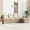 vidaXL Bankstel met kussen met opslag 5 pcs Beige en Wit poly rattan