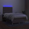 vidaXL Boxspring met matras en LED stof taupe 120x200 cm