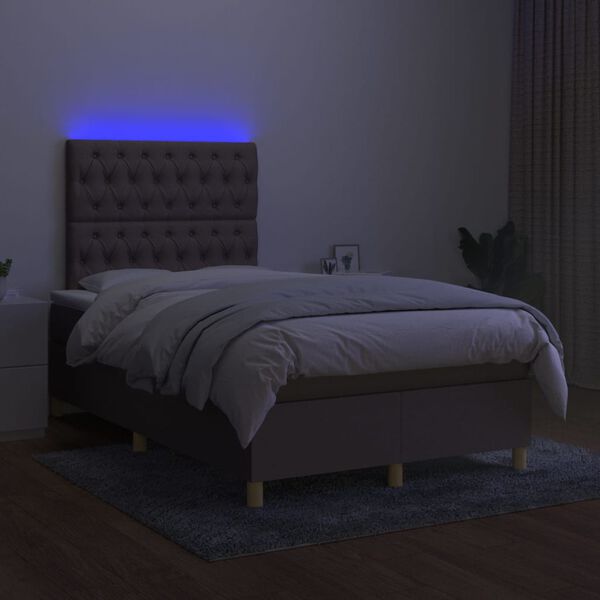 vidaXL Boxspring met matras en LED stof taupe 120x200 cm