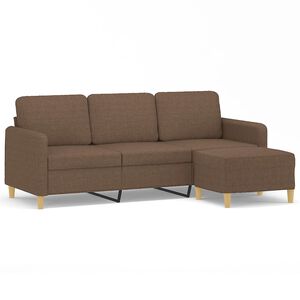 vidaXL Driezitsbank met voetenbank 180 cm stof bruin