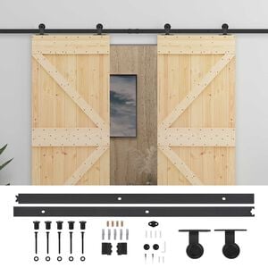 vidaXL Schuifdeur 2 st 100 x 210 cm Massief grenenhout