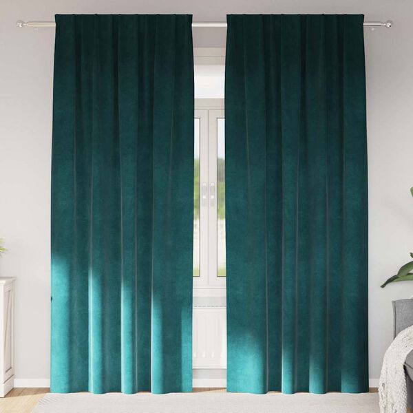 vidaXL Verduisterende gordijnen 2 pcs Donkergroen 140 x 225 cm Fluweel