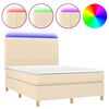 vidaXL Boxspring met matras en LED stof cr&egrave;mekleurig 140x200 cm