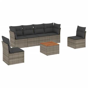 vidaXL 7-delige Loungeset met kussens poly rattan grijs