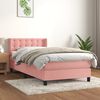 vidaXL Boxspring met matras fluweel roze 90x200 cm