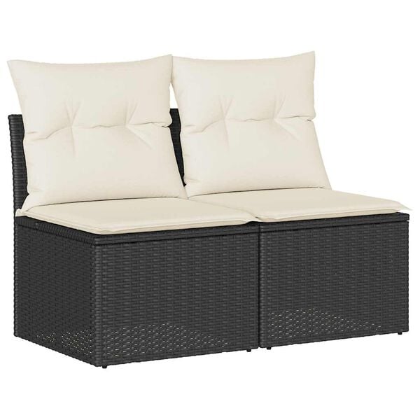 vidaXL 2-delige Loungeset met kussens poly rattan acacia zwart