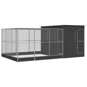 vidaXL Voli&egrave;re met verlengstuk 497x303x216 cm staal zilverkleurig