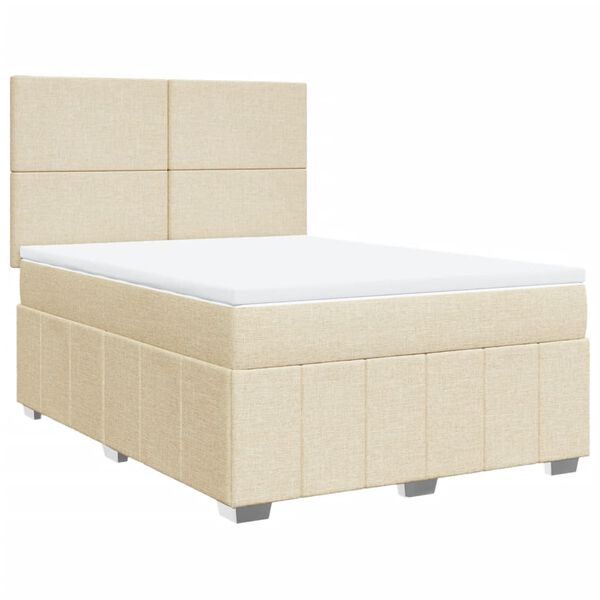 vidaXL Boxspring met matras stof cr&egrave;mekleurig 160x200 cm
