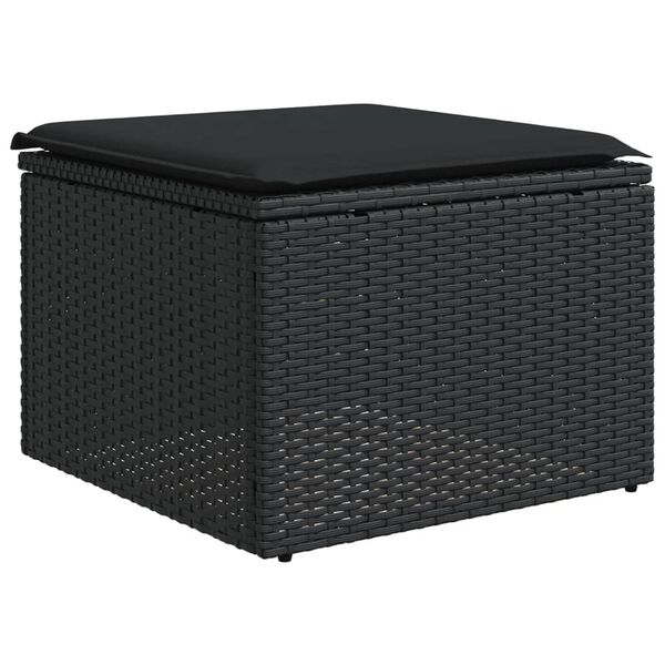 vidaXL Tuinkruk met kussen zwart 55x55x37 cm poly rattan