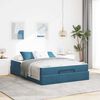 vidaXL Bedframe met matras met matras 2 pcs Blauw Fluweel