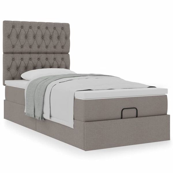 vidaXL Bed met matras 90x200 cm stof taupe