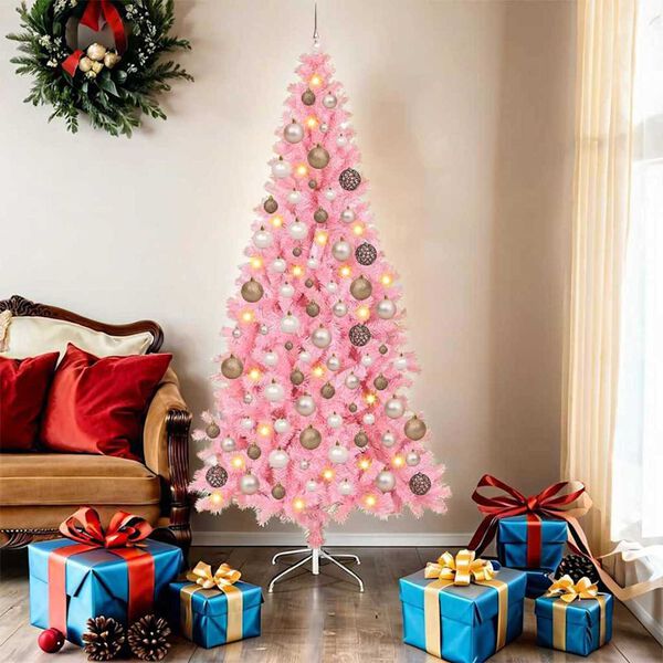 vidaXL Kerstboom met 300 LED met standaard Roze 180 cm PVC