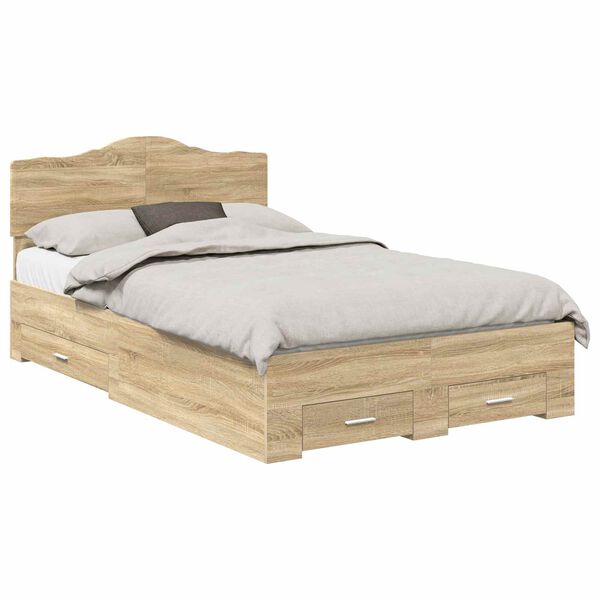 vidaXL Bedframe met hoofdeinde Sonoma Eiken 120 x 200 cm Bewerkt hout