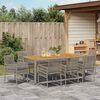 vidaXL Tuin eettafelset 9 pcs Grijs poly rattan