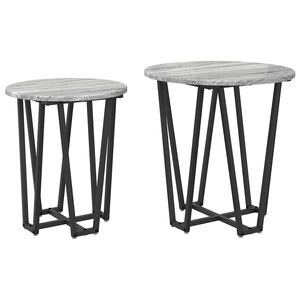 vidaXL Bijzettafelset 2 st Grijs Sonoma en Zwart 50 x 50 x 50,5 cm