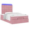 vidaXL Ottoman bed met matrassen en LED's 120x200cm fluweel roze