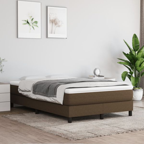 vidaXL Boxspring met matras stof donkerbruin 120x190 cm