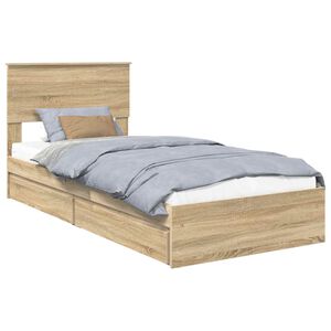 vidaXL Opslag bed met lade Sonoma Eiken 100 x 200 cm Bewerkt hout