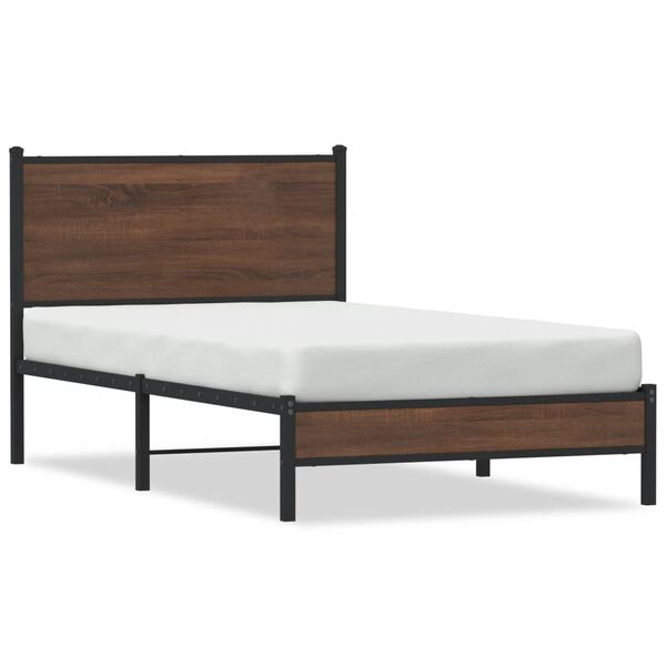vidaXL Bedframe zonder matras metaal bruin eikenkleurig 107x203 cm