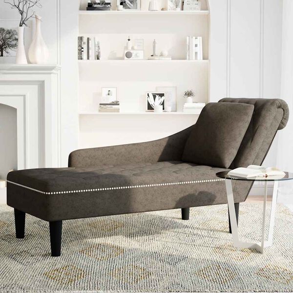 vidaXL Chaise longue kussen en rechterarmleuning kunstleer donkergrijs