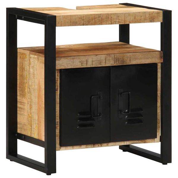 vidaXL Badkamermeubelset 4 pcs Bruin en zwart Massief Mango Hout