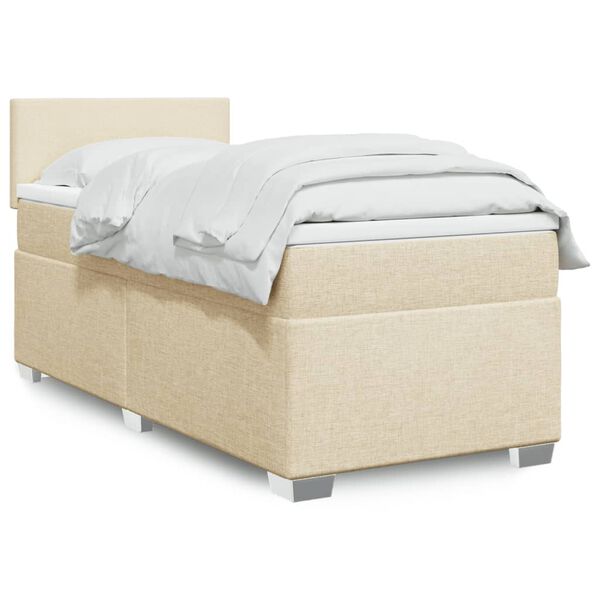 vidaXL Boxspring met matras stof cr&egrave;mekleurig 80x200 cm