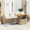 vidaXL 5-delige Loungeset met kussens poly rattan beige