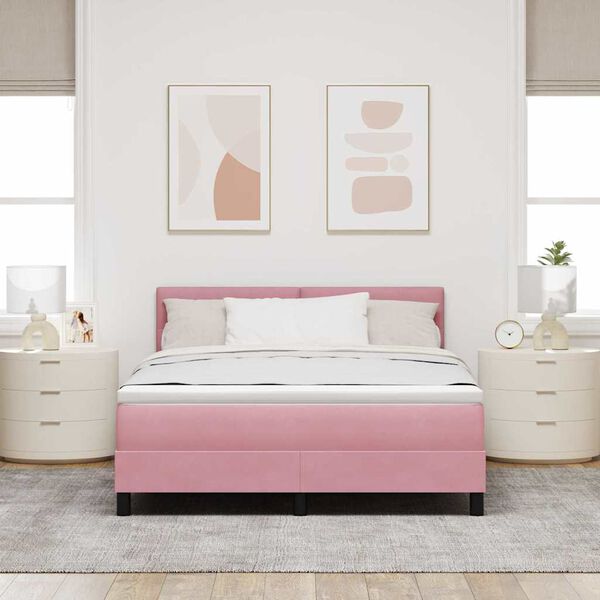 vidaXL Boxspringbed met matras Roze 160 x 200 cm Fluweel