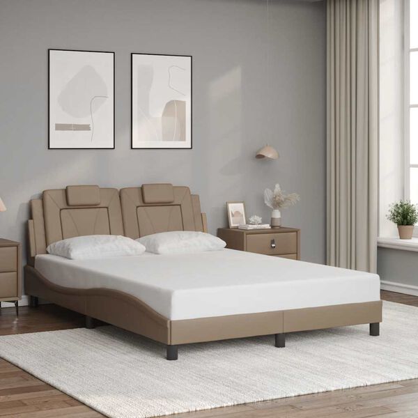 vidaXL Bedframe "Viana" zonder matras kunstleer cappuccinokleurig 140x200 cm
