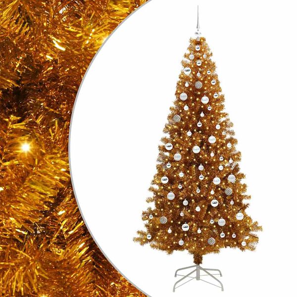 vidaXL Kerstboom met 300 LED met standaard Goud 210 cm PET