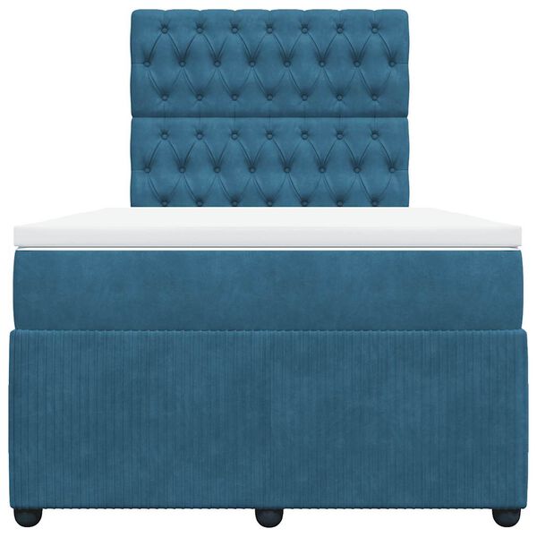 vidaXL Boxspring met matras fluweel donkerblauw 120x190 cm