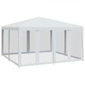 vidaXL Partytent met 8 mesh zijwanden 4x4 m HDPE wit