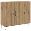 vidaXL Dressoir Artisan Eiken 90 x 32,5 x 80 cm Bewerkt hout