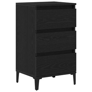 vidaXL Nachtkastje Zwart Eiken 45 x 35 x 44 cm Bewerkt hout