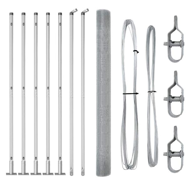 vidaXL Afrasteringspaal Zilver 10 x 1,5 m (19 x 19 mm gaas) Staal