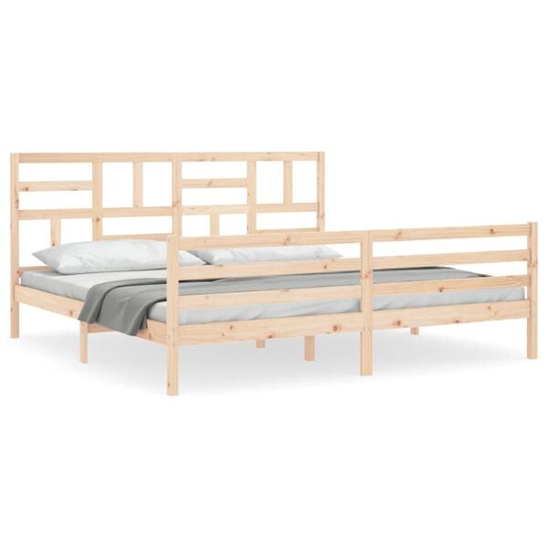 vidaXL Bedframe met hoofdbord massief hout