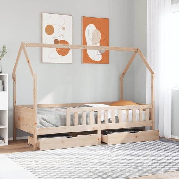 vidaXL Kinderbedframe met lades 80x200 cm massief grenenhout
