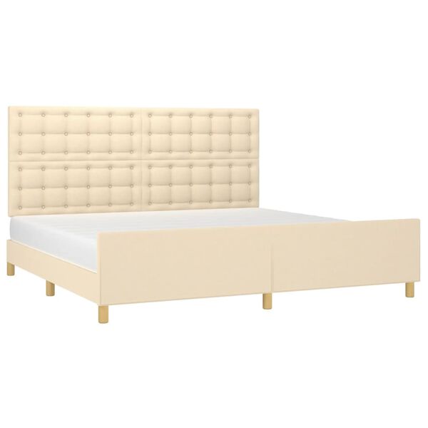vidaXL Bedframe zonder matras stof cr&egrave;mekleurig 200x200 cm