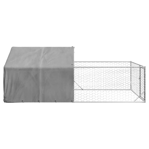 vidaXL Hondenkennel met ren 5x2x1,5 m gegalvaniseerd staal
