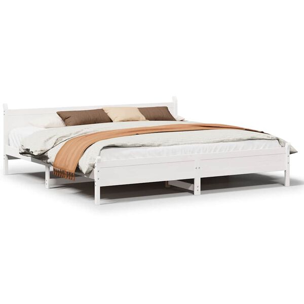vidaXL Bedframe zonder matras massief grenenhout wit 200x200 cm