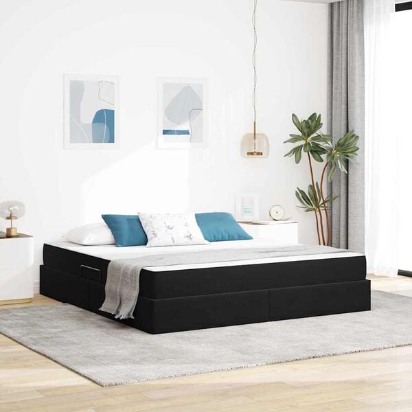 vidaXL Opbergbed met matras met matras Zwart 160 x 200 cm Fluweel