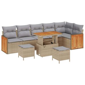 vidaXL Tuinbankenset 9 st 9-Aantal zitplaatsen Beige en Licht Grijs