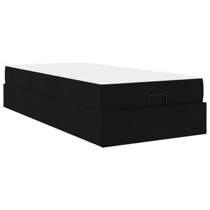 vidaXL Bedframe met matras 2 st Zwart Stof