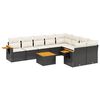 vidaXL 10-delige Loungeset met kussens poly rattan zwart