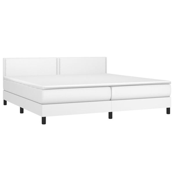 vidaXL Boxspring met matras kunstleer wit 200x200 cm