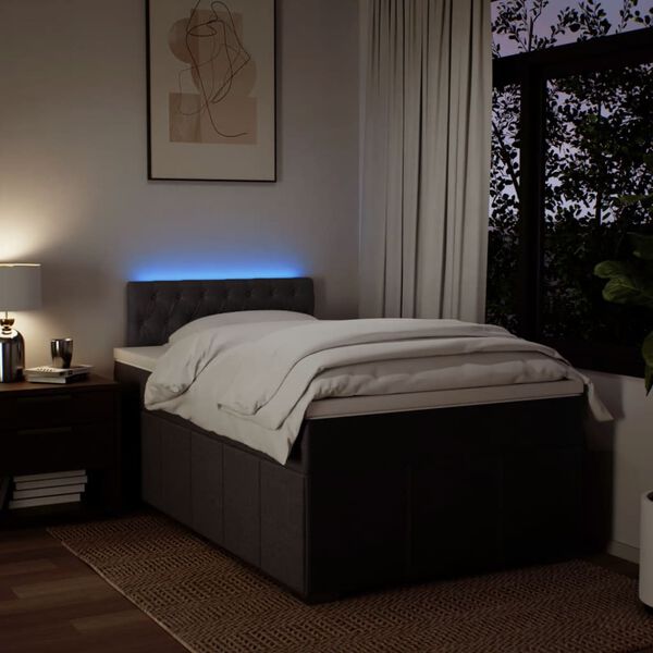 vidaXL Boxspring met matras stof donkerbruin 120x190 cm