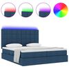 vidaXL Bed met LED-striplichten met hoofdeinde Blauw 180 x 200 cm Stof